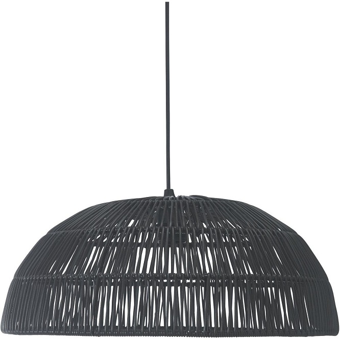 Zewnętrzna lampa rattanowa wisząca Hue czarna 45cm